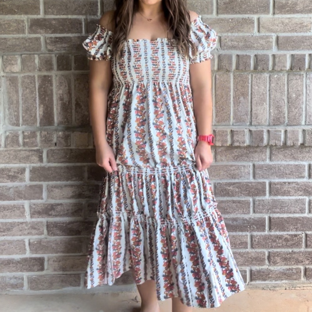 Smocked midi dress